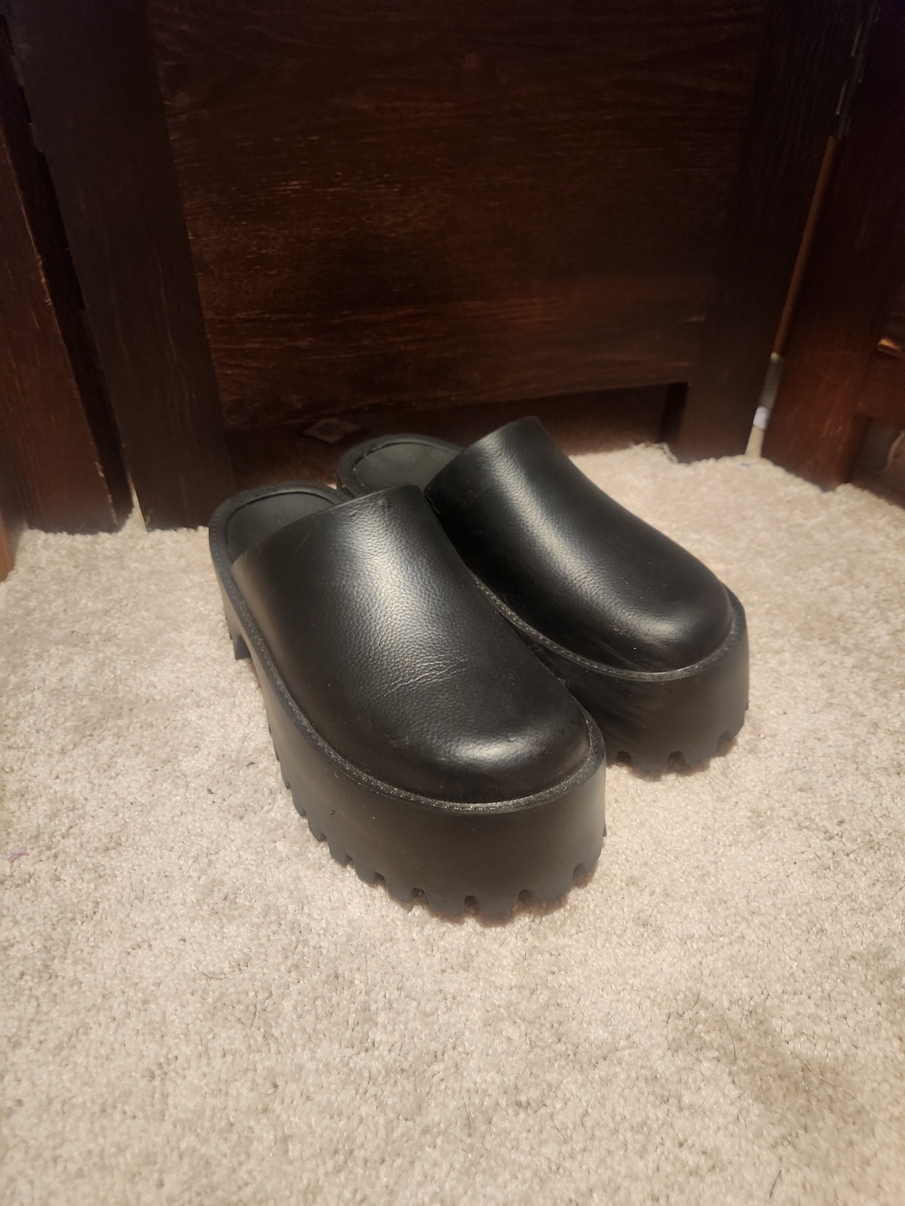 Black Platform Clog Mules